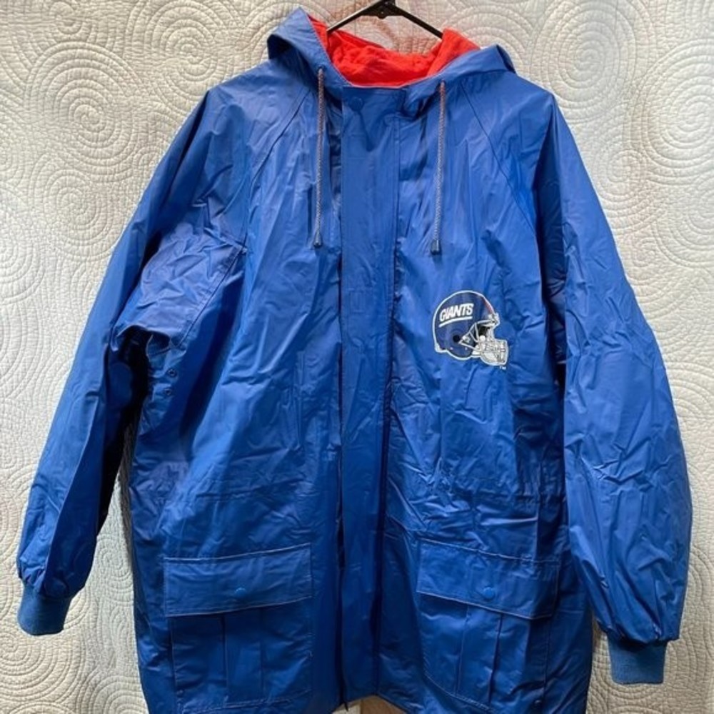 NFL Game Day New York Giants 100% Polyester Men's Raincoat Lined Size XL